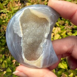 Agate and Druzy Quartz Moon